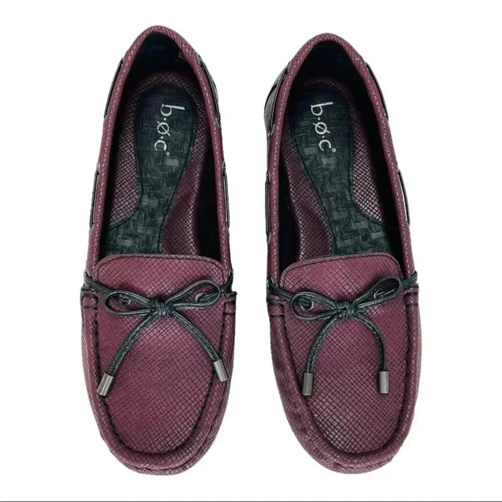 b.o.c. Carolann Wne Textured Faux Leather Moc Toe Womens Loafers Size 6M - Picture 8 of 12